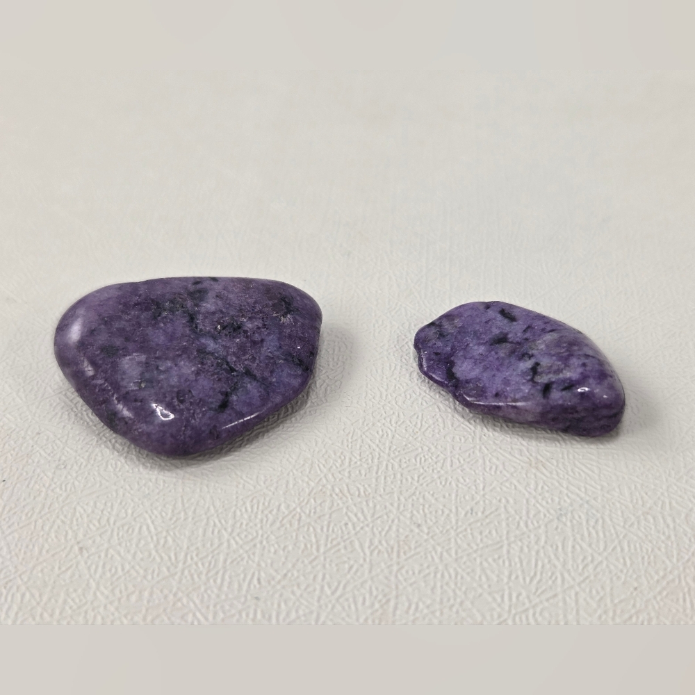 Natural Siberian Charoite Cabochon Pair - 7.88g Polished Purple Gemstones